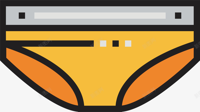 黄色内裤标图标png_新图网 https://ixintu.com 内裤 卡通有趣 扁平化 游泳 矢量图案 黄色底纹
