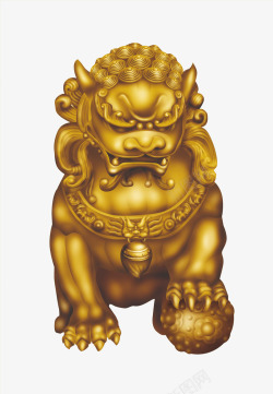 金色的卡通狮子雕像素材