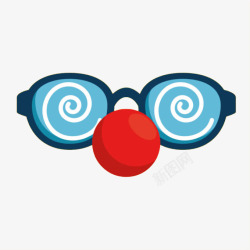 红鼻子的小丑卡通手绘插画蓝眼镜红鼻子小高清图片