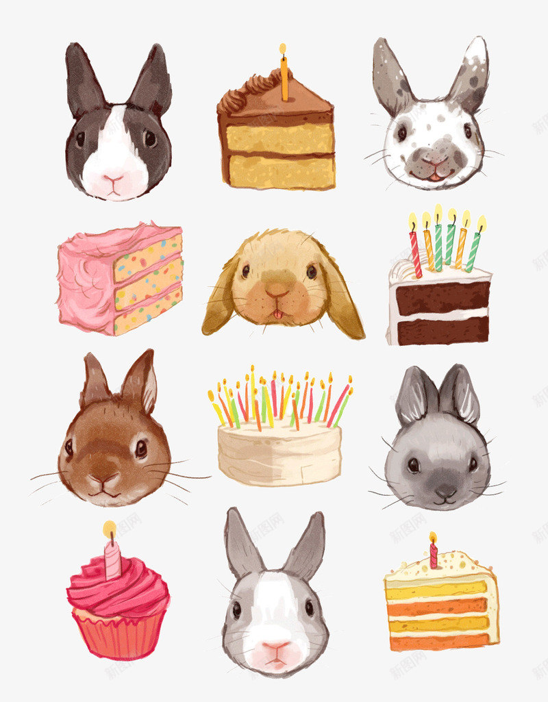 兔子和蛋糕水彩画png免抠素材_新图网 https://ixintu.com 兔子 兔子简笔画 动物 手绘 插画 水彩画 水粉画 甜品 美食