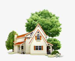 房子建筑欧式树木素材