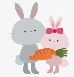 情侣的兔子情人节卡通动物情侣高清图片