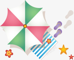海边度假彩色阳伞矢量图素材