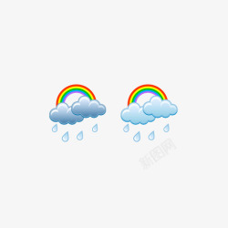 天气符号下雨彩虹矢量图素材