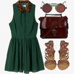 绿色连衣裙绿色连衣裙和鞋子高清图片
