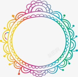 彩虹色手绘花边边框矢量图素材