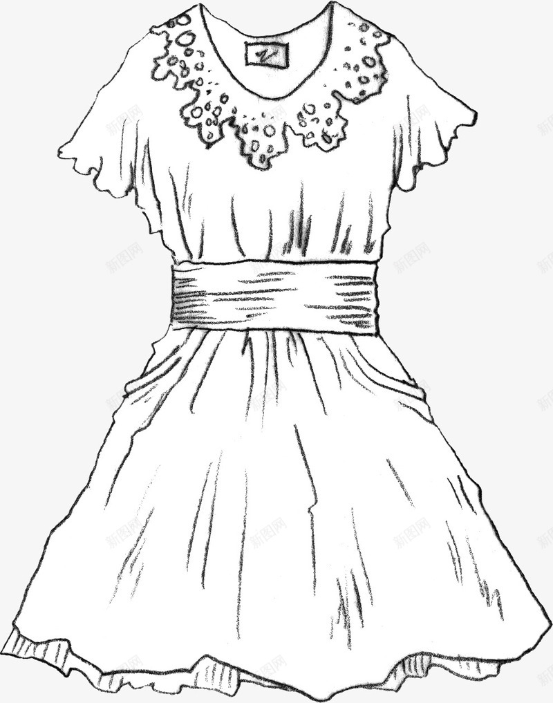 裙子图标png_新图网 https://ixintu.com 女人 女生 素描 裙子 黑白