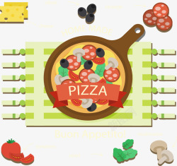 手工披萨家庭自制披萨饼矢量图高清图片