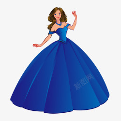 卡通公主裙设计蓝色的公主裙矢量图高清图片