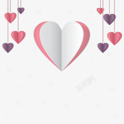 爱心情人节卡片模板心形折纸翻开的心装饰图矢量图高清图片