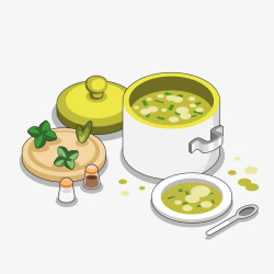 家庭煲汤手绘美食煲汤高清图片