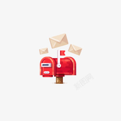 写信手绘红色信箱高清图片