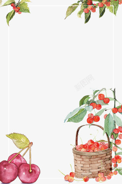 水彩插画水果饮料海报背景边素材