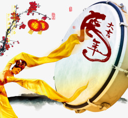 中国风舞者喜迎春节背景素材