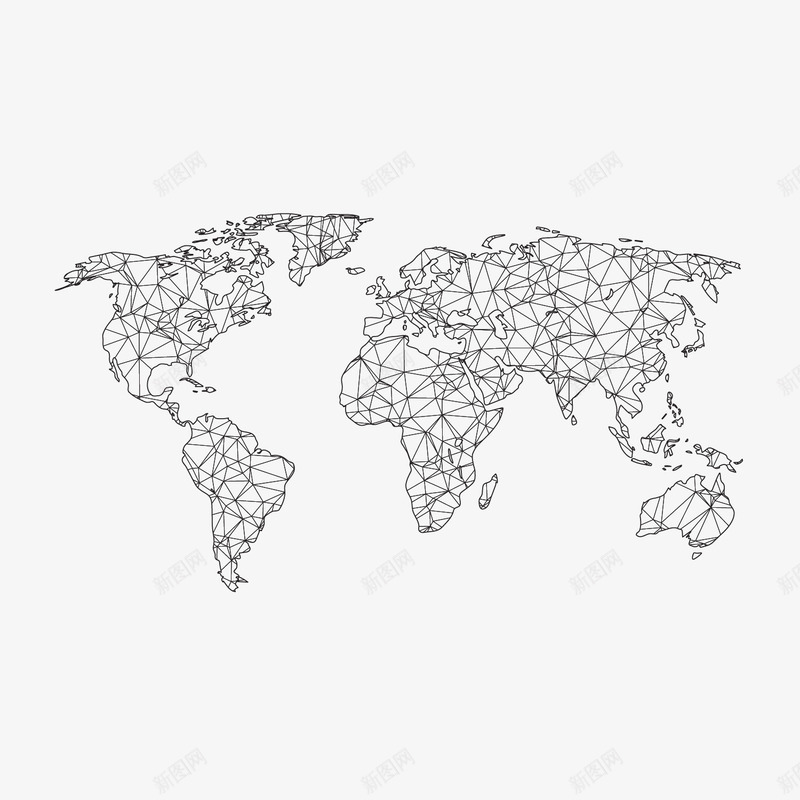 三角网世界地图png免抠素材_新图网 https://ixintu.com 三角网 世界地图 地图 科技 科技感地图 线状地图