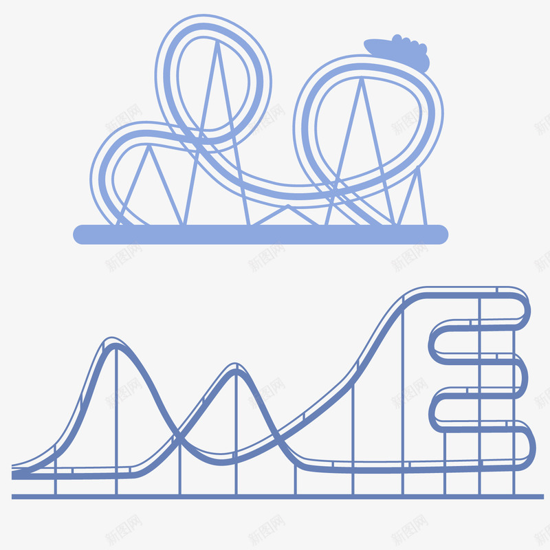 过山车png免抠素材_新图网 https://ixintu.com 娱乐设施 蓝色 过山车
