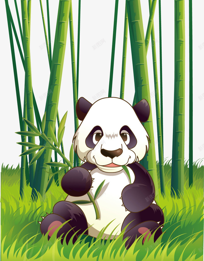 吃竹子的熊猫矢量图ai免抠素材_新图网 https://ixintu.com png下载 海报元素 熊猫 竹子 装饰素材 矢量图