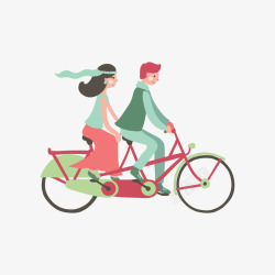 骑车旅行情侣插画高清图片