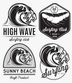 旅游度假标签冲浪浪花标签图标高清图片