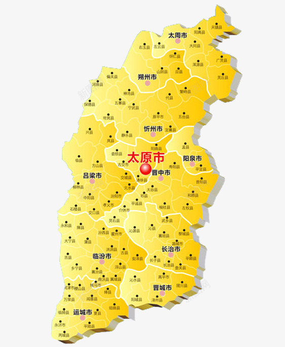 浅黄色立体三维山西地图png免抠素材_新图网 https://ixintu.com 三维 地图 山西 山西地图 立体