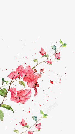 水彩画鲜花小清新红色鲜花背景高清图片