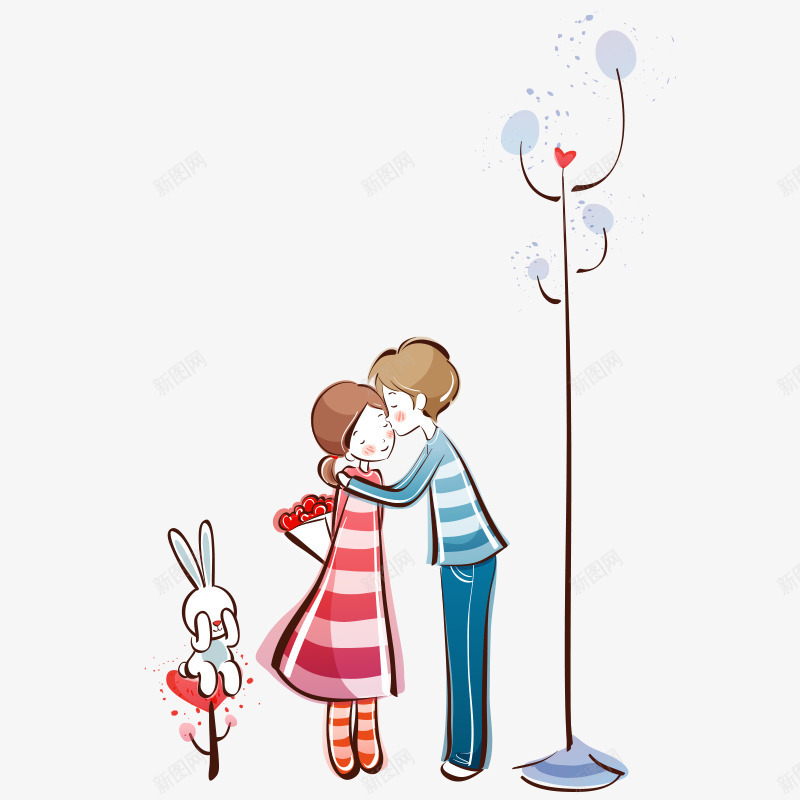 卡通人物七夕节png免抠素材_新图网 https://ixintu.com 七夕节 人物 兔子 卡通人物 情人节 节日 节日元素 路灯
