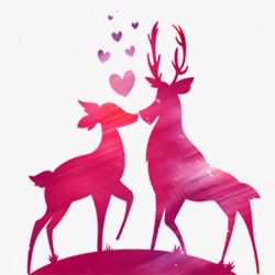 爱在情人节卡通爱心鹿装饰素材