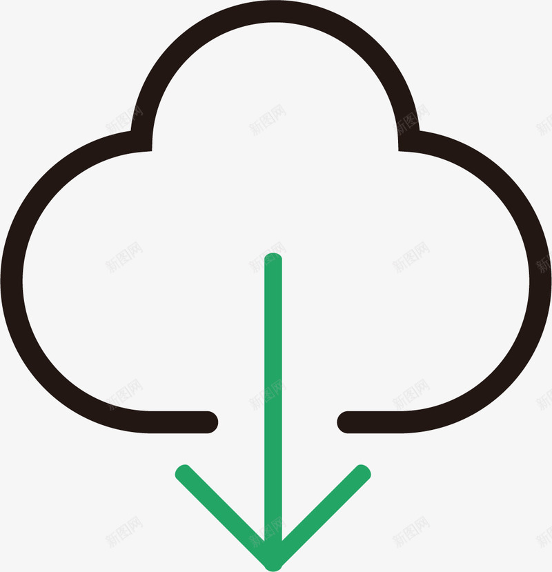 线性手绘云图标矢量图ai_新图网 https://ixintu.com 云下载图标 图标 手绘图标 线性图标 矢量图