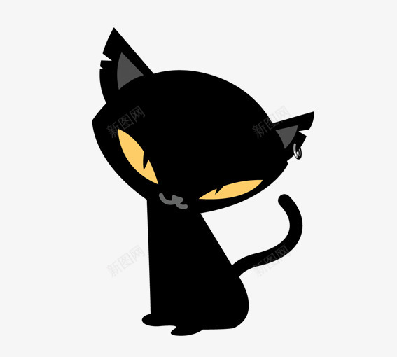 带耳钉的小猫png免抠素材_新图网 https://ixintu.com 创意卡通小动物 动物 卡通动物 卡通猫咪 灰色 黄色 黑色