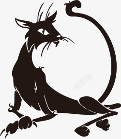抽象猫手绘卡通宠物黑猫矢量图图标高清图片