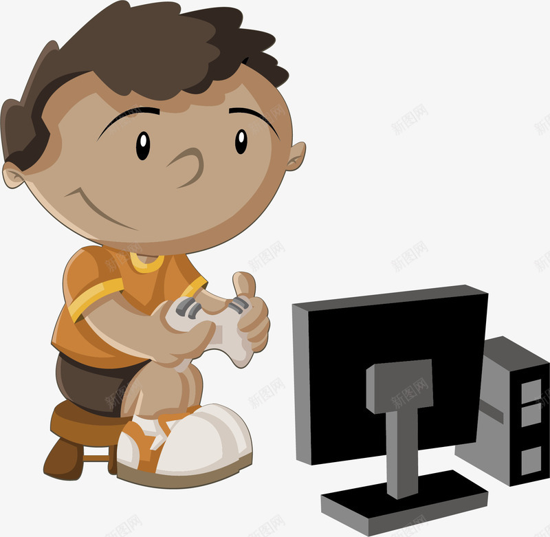 玩游戏的小男孩png免抠素材_新图网 https://ixintu.com 卡通 娱乐 小男孩 游戏 玩游戏 电脑