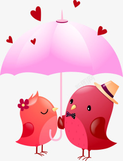 雨伞爱情鸟矢量图素材