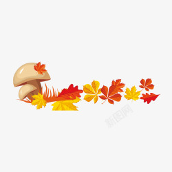 手绘秋季丰收图案枫叶落地装饰案矢量图高清图片