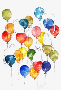 气球上的猫咪素材
