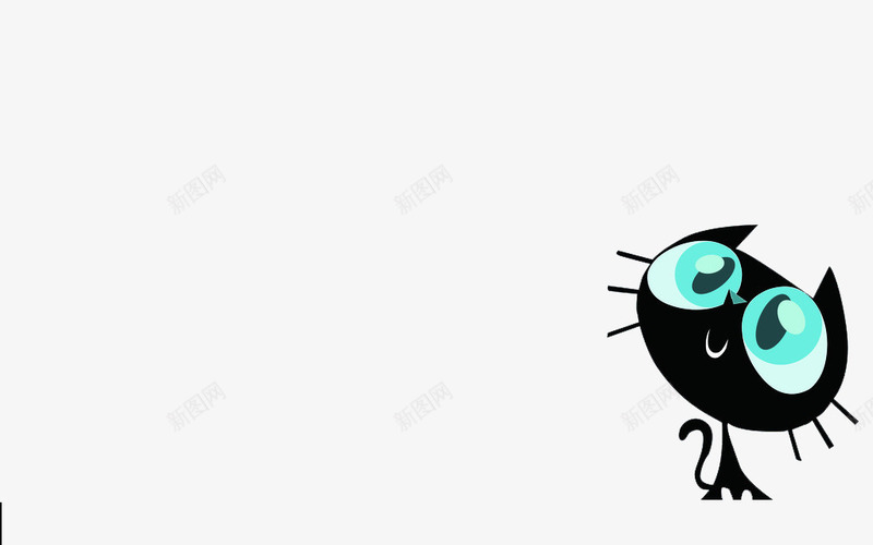 黑色可爱大眼小猫psd免抠素材_新图网 https://ixintu.com 卡通 可爱 大眼 小猫 黑色