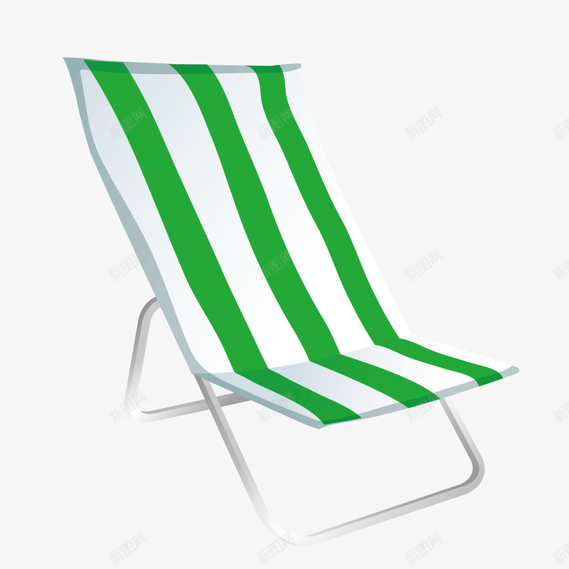 绿色条纹躺椅度假椅png免抠素材_新图网 https://ixintu.com 度假椅 条纹 绿色 躺椅