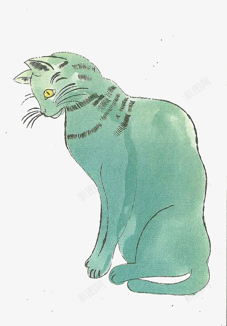 蓝色小猫png免抠素材_新图网 https://ixintu.com 动物 卡通 宠物 手绘 插画 猫咪 蓝色