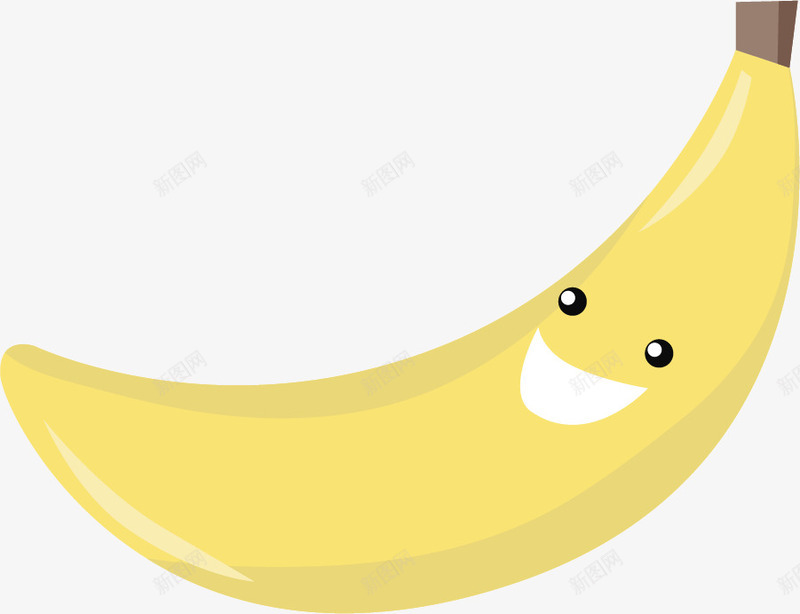 卡通黄色香蕉png免抠素材_新图网 https://ixintu.com 免抠PNG 卡通 水果 笑脸 简约 香蕉 黄色