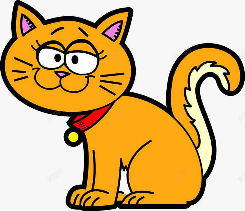 可爱的小猫咪png免抠素材_新图网 https://ixintu.com 卡通 小猫 手绘 简笔画 铃铛