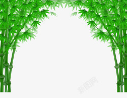 PPT纸质边框鲜绿色竹子竹叶边框高清图片