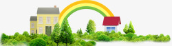 卡通老鼠彩虹淘宝素材卡通房屋彩虹装饰高清图片