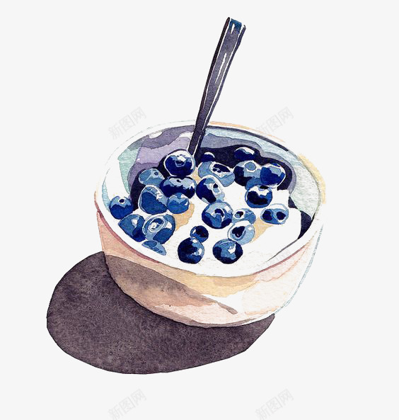 蓝莓酸奶png免抠素材_新图网 https://ixintu.com 卡通 手绘 插画 甜点 美食 蓝莓 酸奶