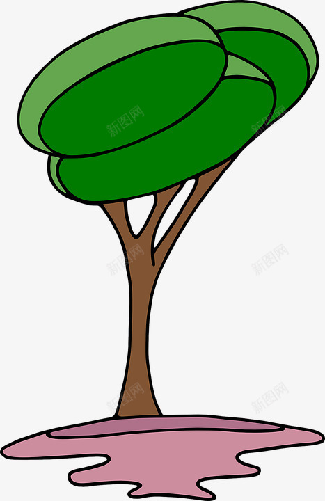 卡通树插画png免抠素材_新图网 https://ixintu.com 卡通 叶子 木材 树 森林 自然