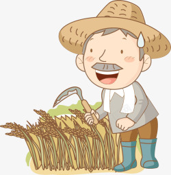 收稻子的农民素材