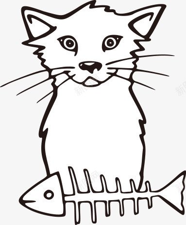 黑白线条卡通小猫png免抠素材_新图网 https://ixintu.com 动物 卡通 卡通猫咪 可爱 宠物 小猫 插画 猫咪 猫猫 线条 黑白