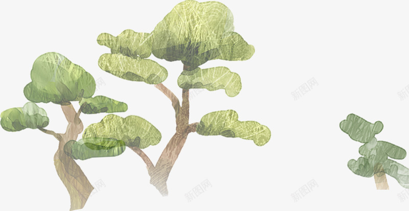 手绘森林松树造型卡通png免抠素材_新图网 https://ixintu.com 卡通 松树 森林 造型
