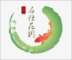 中国风鲤鱼笔触背景素材