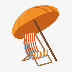 乘凉躺椅遮阳伞海边度假乘凉素材