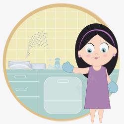 主妇生活卡通漫画的一个打扫卫生的人高清图片