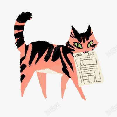 卡通猫咪png免抠素材_新图网 https://ixintu.com 宠物猫 小猫咪 报纸 红色猫咪 花纹猫咪